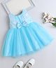 The Magic Wand Sleeveless Floral Embroidered Bow Applique Dress - Blue