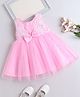 The Magic Wand Sleeveless Floral Embroidered Bow Applique Dress - Pink