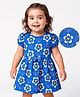 Doodle Poodle Single Jersey Knit Half Sleeves Floral Print - Blue