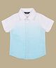 INFINITY Linen Cotton Half Sleeves Ombre Shirt - Turquoise