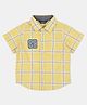 INFINITY Linen Cotton Sleeves Checked Numerical Patch Detailed Shirt - Yellow