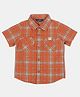 INFINITY Linen Cotton Half Sleeves Checked Shirt - Rust