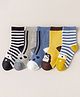 Kidofash Cotton Pack Of 5 Animals Printed & Striped Socks - Black