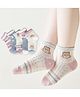 Kidofash Cotton Pack Of 5 Striped & Cute Girl Designed Socks - Pink