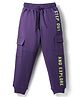 Pine Kids Cotton Knit Full Length Lounge Pant with Text Print - Purple