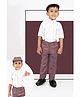 LITTLE COLLARS Blended Full Sleeves Solid Shirt With Attached Suspender Pant Cap & Tie Set - Wine