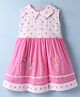 Enfance Core Cotton Sleeveless Polka Dots Printed Floral Embroidered Lace Embellished Dress - Pink