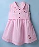 Enfance Core Cotton Sleeveless Butterfly Patch Detailed & Checked Dress - Pink