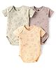 I Bears Interlock Knit Half Sleeves Onesies With Animal Theme Print Pack Of 3 - Lavender & Cream