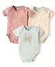 I Bears Interlock Knit Half Sleeves Onesies With Animal Theme Print Pack Of 3 - Light Blue & Rose Gold