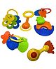New Pinch Colourful Infant Plastic Non-Toxic Rattles and teethers,Set of 5 Pieces, for New Borns, Baby,Kid Multi-Colour