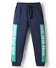 Pine Kids Cotton Knit Full Length Lounge Pant With Text Print - Navy Blue