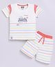 Nottie Planet Cotton Half Sleeves Striped & Sailor Boat Printed Tee & Shorts Set - Coral