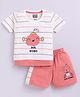 Nottie Planet Cotton Half Sleeves Mr Robo Text Printed Tee & Shorts Set - Coral