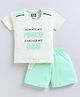 Nottie Planet Cotton Half Sleeves Always My Friend Forever My Dad Text Printed Tee & Shorts Set - Green