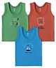Zero Sinker Knit Sleeveless Vests With Nautical Print Pack Of 3 - Green Brown & Blue