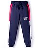 Pine Kids Cotton Knit Full Length Lounge Pant with Text Print - Navy Blue
