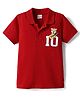 Babyhug 100% Cotton Knit Half Sleeves Polo T-Shirt with Bear Print - Red