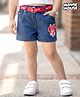 Babyhug Disney Denim Short With Minnie Mouse Print & Belt - Navy Blue