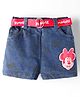 Babyhug Disney Denim Short With Minnie Mouse Print & Belt - Navy Blue