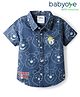 Babyoye Disney Cotton Denim Half Sleeves Shirt With Winnie The Pooh Print - Navy Blue