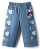 Babyhug Disney Denim Knit Full Length Jeans With Minnie Mouse Graphics - Light Blue
