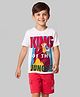 Ollington St. Disney Single Jersey Knit Half Sleeves T-Shirt & Shorts Set with Lion King Graphics - Red & White