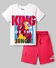 Ollington St. Disney Single Jersey Knit Half Sleeves T-Shirt & Shorts Set with Lion King Graphics - Red & White