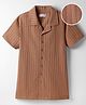 Kookie Kids Knit Half Sleeves Solid Color Resort Collar Shirt - Brown