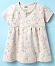 Pink Rabbit Interlock Knit Half Sleeves Front Open Frock with Bunny Print - Beige