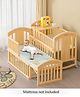Babyhug 15 in 1 Baby Cot with Rocking Function & Parent Bed Attachment - Beige