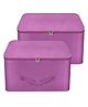 Storite 2 Pack Nylon Wardrobe Bag Underbed Moisture Proof Cloth Storage Organizer, Storage box for Clothes Saree Bags with Zippered Closure & Handle (Purple, Square