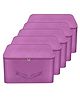 Storite 5 Pack Nylon Wardrobe Bag Underbed Moisture Proof Cloth Storage Organizer, Storage box for Clothes Saree Bags with Zippered Closure & Handle (Purple, Square