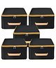 Storite Pack of 5 Nylon Wardrobe Bag Underbed Moisture Proof Cloth Storage Organizer, Storage box for Clothes Saree Bags with Zippered Closure & Handle Square(Black wih Gold Handle,