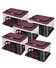 Storite 5 Pack Nylon 33 L PVC Transparent Moisture Proof Storage box for Clothes Closet Wardrobe Organizer Bag for Clothes Saree Bags with Carry Handle - (Vivid Red
