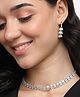 Mansiyaorange Rhodium Plated Silver Color Rectangular Crystal AD Gemstone-Studded Jewelry Set