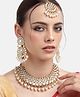 Mansiyaorange Super Premium Luxe 22K Gold-Plated Kundan & Pearl Beaded Jewellery Set With Mangtikka