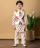 READIPRINT Cotton Full Sleeves Floral Printed Kurta Pyjama With Nehru Jacket Set - Pink