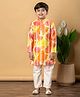 READIPRINT Chanderi Silk Floral Printed Kurta Pyjama Set - Yellow