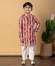 READIPRINT Chanderi Silk Floral Printed Kurta Pyjama Set - Red