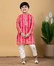 READIPRINT Chanderi Silk Full Sleeves Abstract Printed Kurta Pyjama Set - Pink