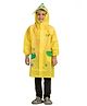 Yellow Bee Full Sleeves Dinosaur & Space Theme Printed Hooded Raincoat - Yellow