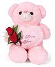 Tickles I Love You Heart Teddy with Rose Soft Stuffed Plush Toy - Pink