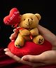 Tickles Teddy with I Love You Heart Soft Stuffed Plush Toy for Kids Anniversary Valentine's Birthday Gifts (Color: Brown; Size: 14 cm)