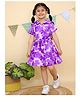 Junitos Half Sleeves Floral Printed Dress With Belt - Purple