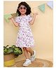 Junitos Cold Shoulder Floral Printed Dress - White & Purple