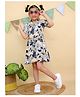 Junitos Half Sleeves Floral Printed Shirt Dress With Belt - Beige & Black