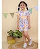 Junitos Half Sleeves Tie & Dye Jumpsuit With Belt - Orange & Purple
