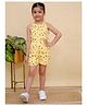 Junitos Sleeveless Floral Printed Jumpsuit - Yellow