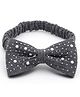 Aabacus Bow Applique Detailed Pearls Embellished Headband - Grey